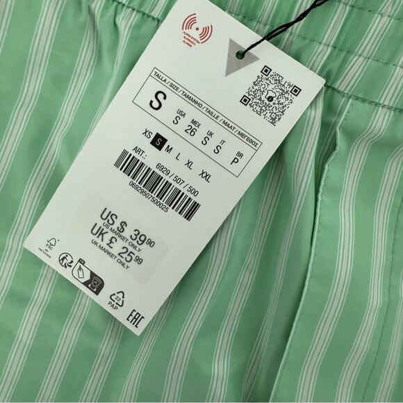 Zara Cotton Stripe Green Boxer Shorts - Picture 5 of 7